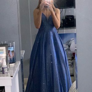 Blue iridescent prom dress
